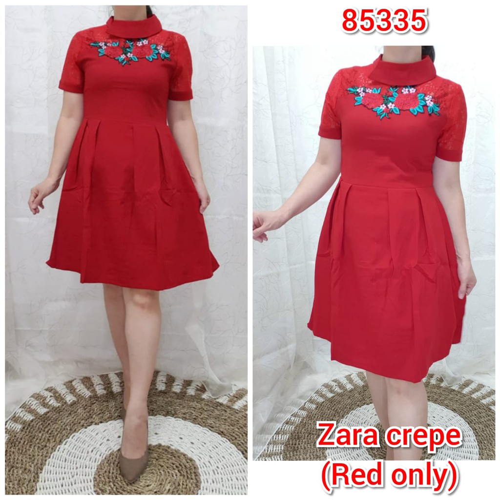 TOTOTAshop.Dress wanita dewasa GISEL 85335 (KHUSUS MERAH)Bahan crepe premium motif bunga aplikasi.