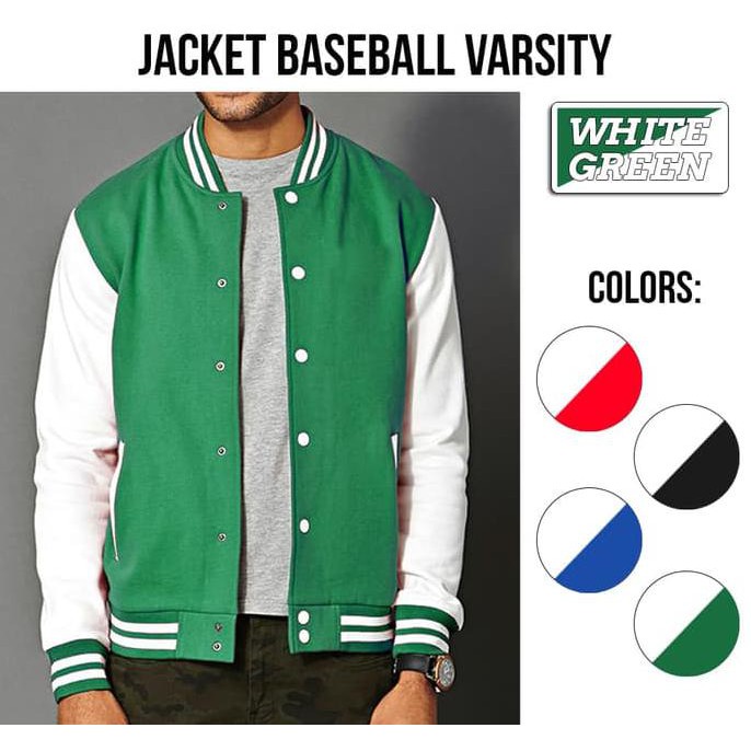 Jaket Varsity Polos Green - Ordinal Apparel (Baseball Hijau) - Hijau, M .Deevagrosir.Olshop