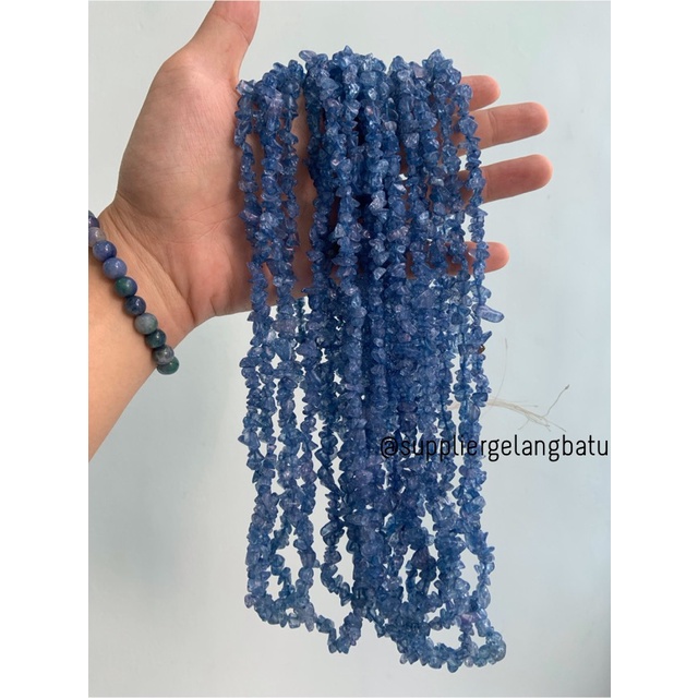 kerikil Batu dark blue quartz 1cm kilap renteng kuarsa biru tua bahan