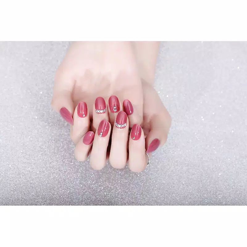 nail art pink simple cantik wedding kuku palsu murah