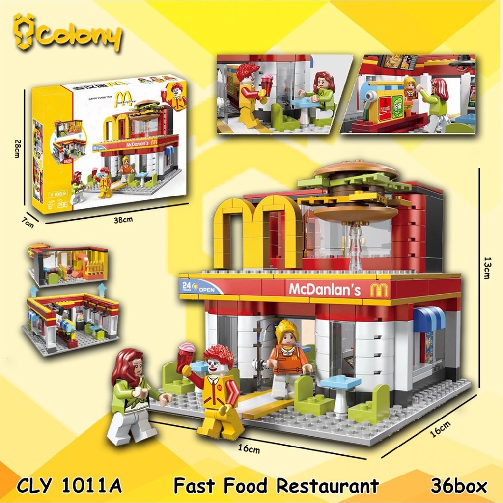 ​MURAH CLY1011 CLY1018 CLY1026 CLY1027 CLY1029 CLY1030 CLY1032 Restoran MCD MCDonald Pizza KFC Starbucks Blok BLock Balok Bricks Tumpuk Building Set Mainan Anak Hobi Koleksi Model Kit COLONY