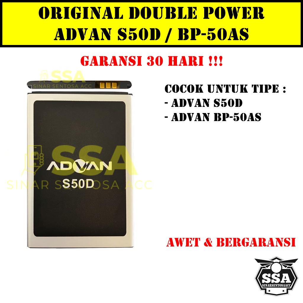 Baterai Original Double Power Advan S50D BP-50AS 5800 mAh BP50AS s50d Batre Batrai Batrei Battery Ori HP Batu Batere Garansi Murah Awet Garansi