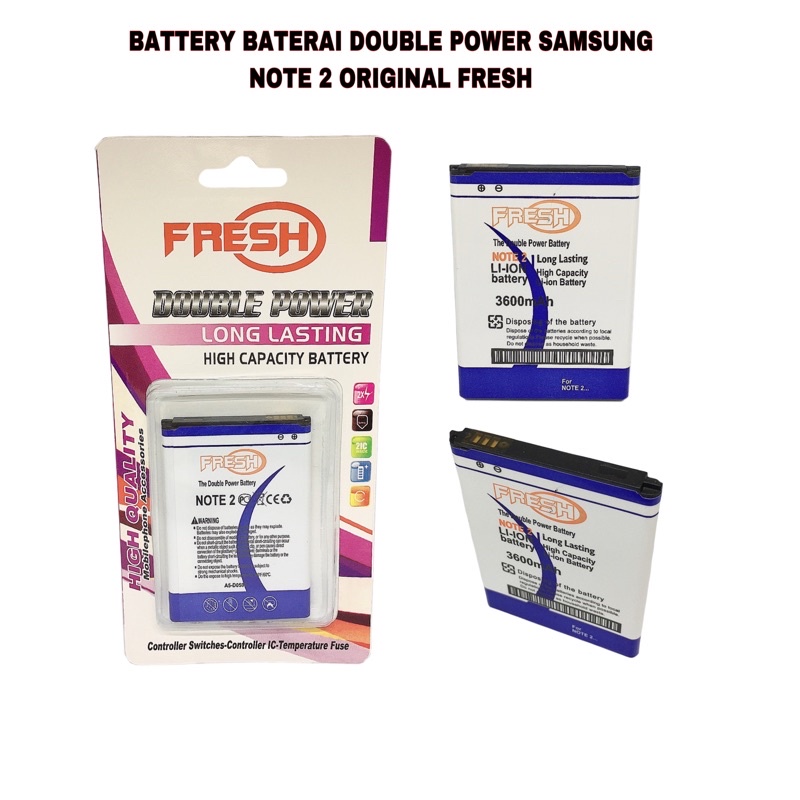 BATTERY BATERAI DOUBLE POWER SAMSUNG NOTE 2 ORIGINAL FRESH