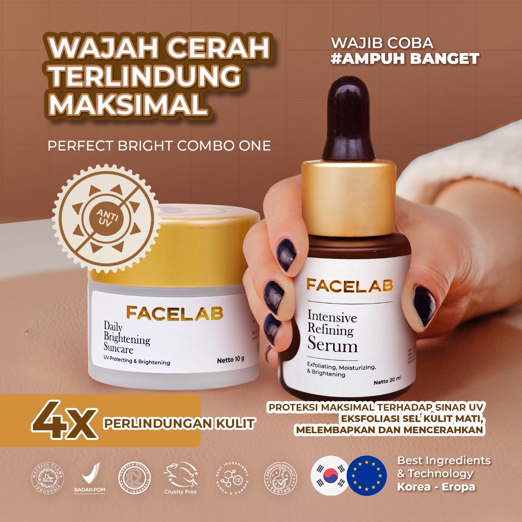 FACELAB PERFECT BRIGHT COMBO ONE 2 PCS | PERAWATAN PENCERAH KULIT | PAKET SKINCARE REMAJA | PENCERAH