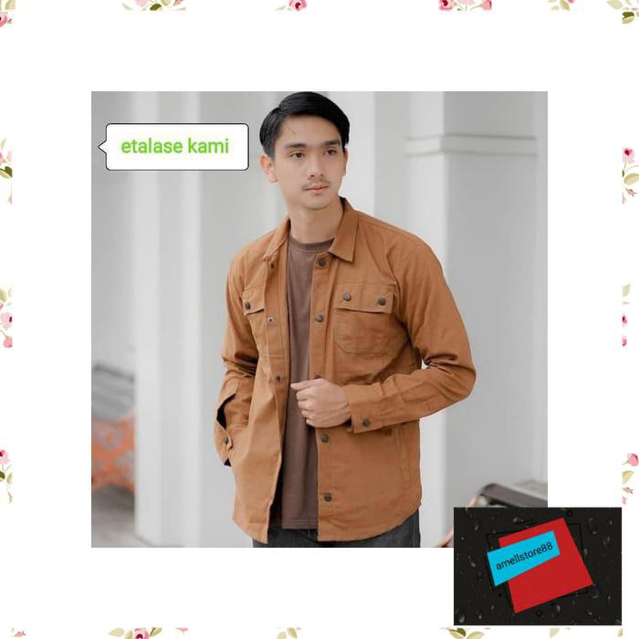 Jaket Pria parasut parka gunung semi parka kemeja semi parkakanvaswarna kunyit PP103