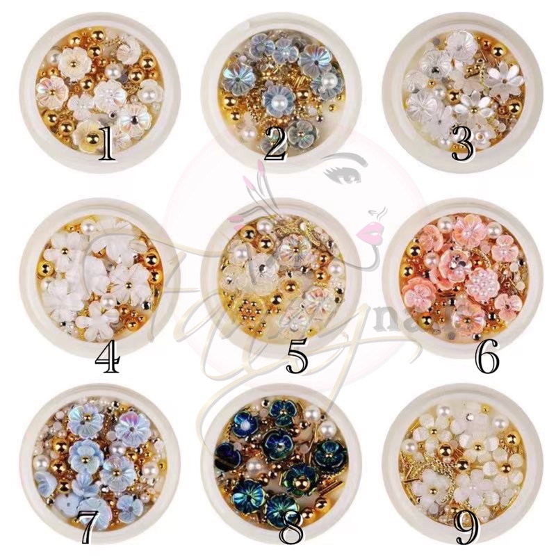 HIASAN BUNGA 3D MOLD CAVIAR PEARL GOLD SILVER 3D FLOWER NAILART JAR JAPAN NAILS