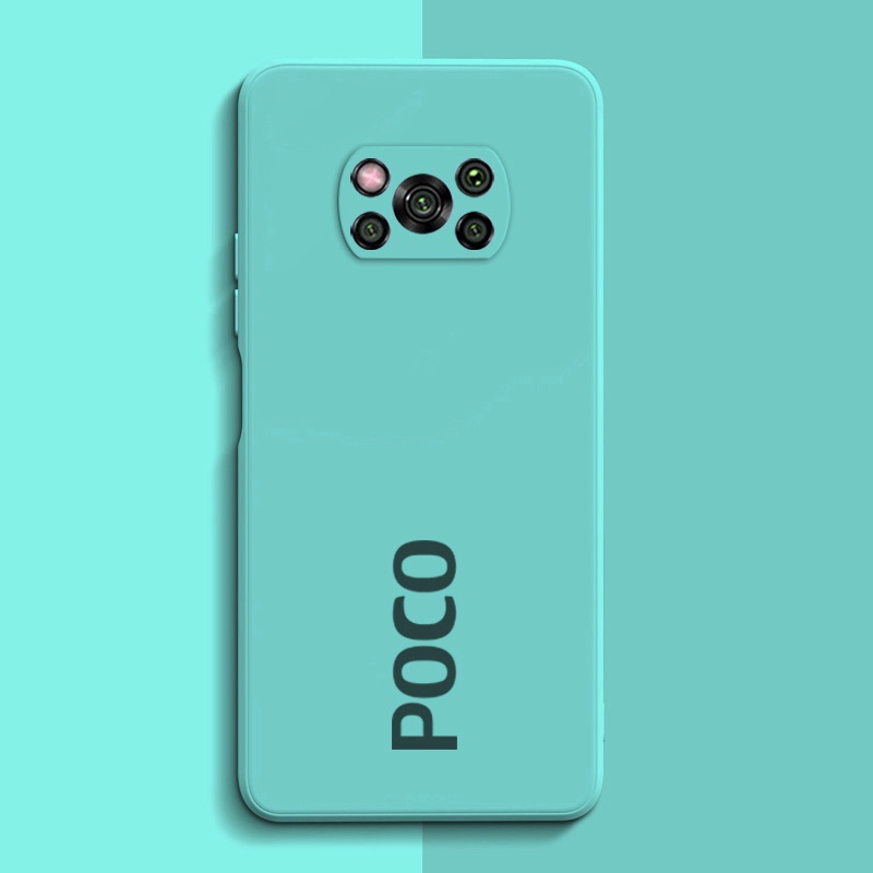Casing Official Original Silicone Full Protection Soft Camera Protection Case Xiaomi Poco X3 NFC Pro Cover-Light Blue