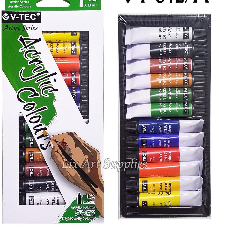 

(sxa-770) V-Tec Acrylic Color Set 12 - 812A/ Cat Akrilik Cat Akrilik Set 12x12ml ,,