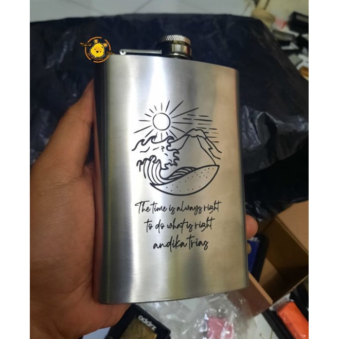 hipflask 9oz custom aneka gambar gratis tambah nama botol wine stainless steel