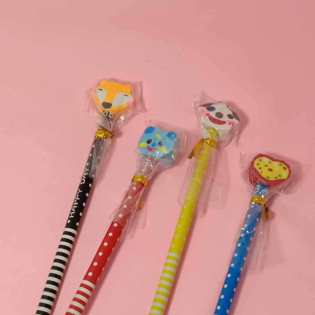 

character eraser pencil - pensil penghapus karakter pensil tulis motif