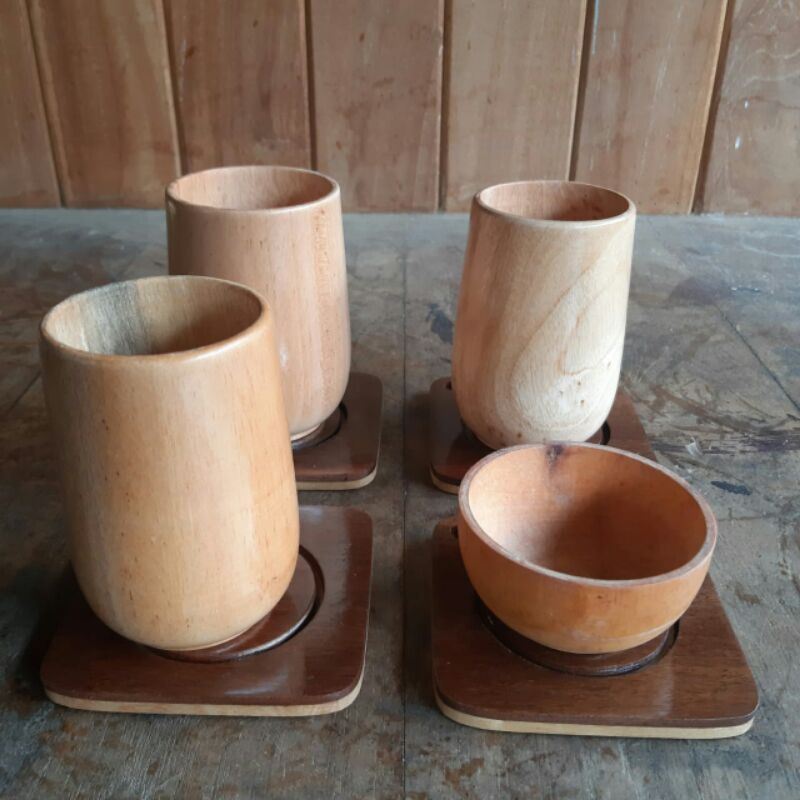 HARGA PROMO!! Gelas Mug Kayu Unik / Gelas Custom Kayu Jati Kayu Mahoni - Peralatan Dapur Kayu-5