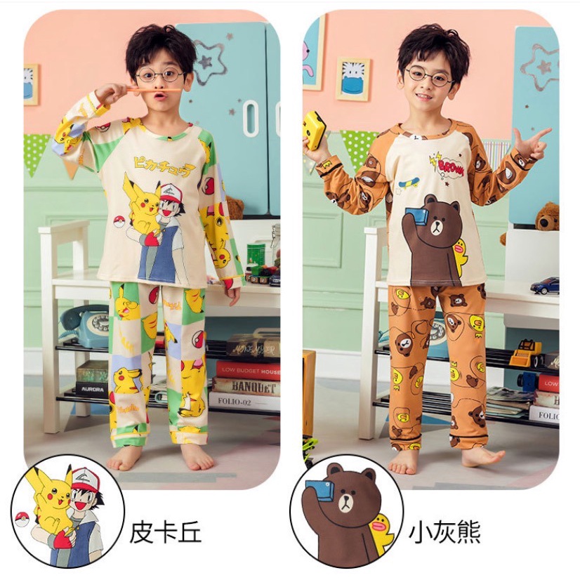 【Happy Baby】3-11Tahun Piyama Setelan Baju Tidur Anak Laki-laki  Karakter Lengan Panjang celana panjang S-02