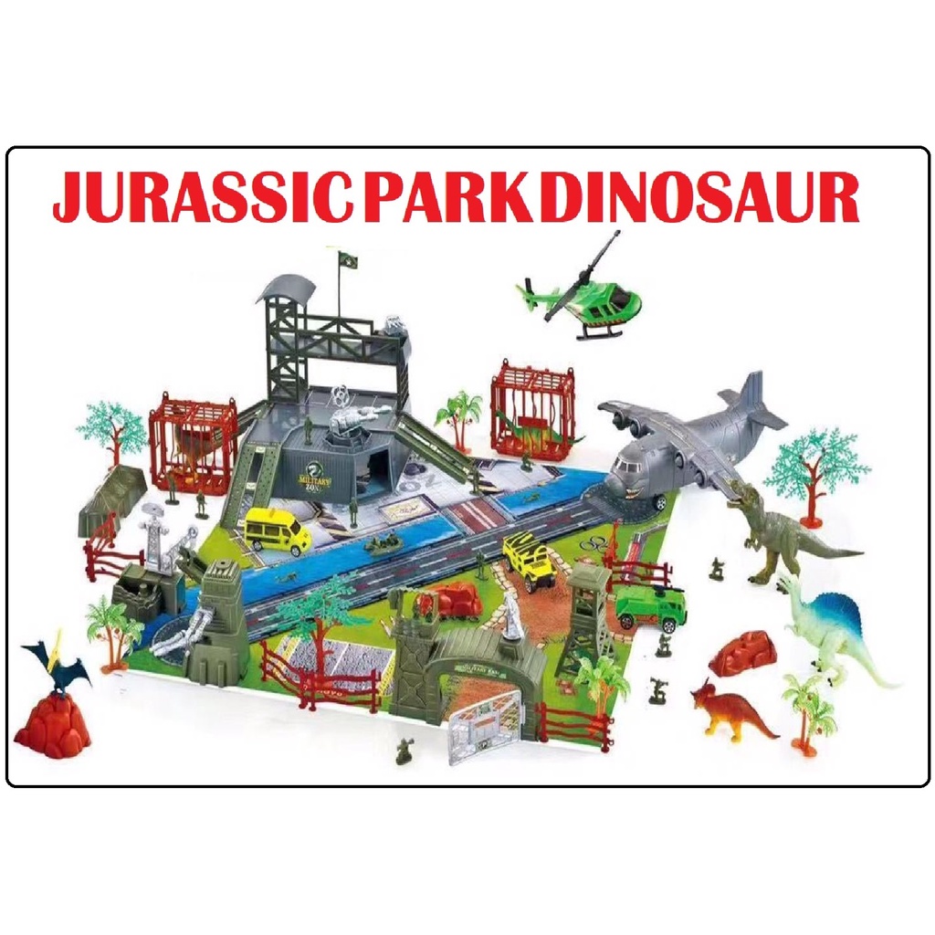 MAINAN ANAK BAYI DIY JURASSIC PARK DINOSAUR PARKING LOT CAR DINO FARDEN ZOO TANAM KEBUN DINOSAURUS E