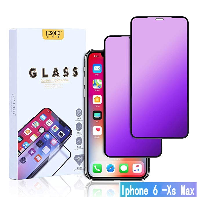 Pelindung Layar Tempered Glass 3D Warna Biru untuk iPhone x / 6 / 7 / 8plus