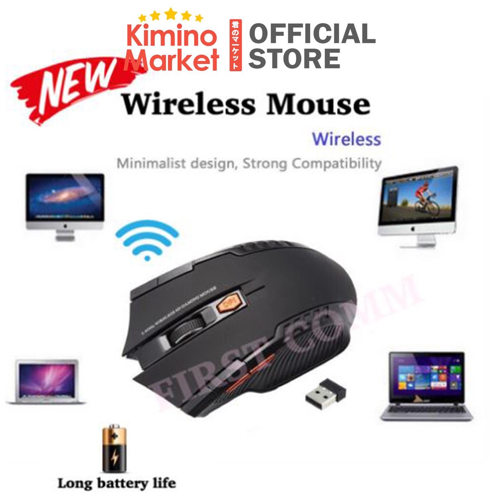 Mouse Wireless Gaming Optical Tanpa Kabel Hitam Games Gamer