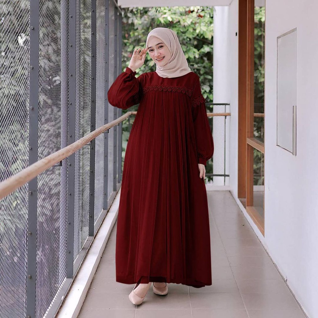 ANGEL MAXI Bahan Moscrepe Pakaina Wanita Gamis Panjang Terusan Gamis Wanita Dress Muslim Terbaru