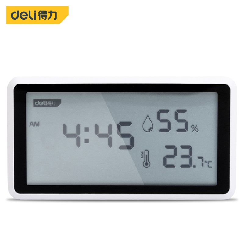 Deli LCD Detectors / Jam Meja LCD Digital Dengan Tampilan Suhu Alat Perkakas DL336001