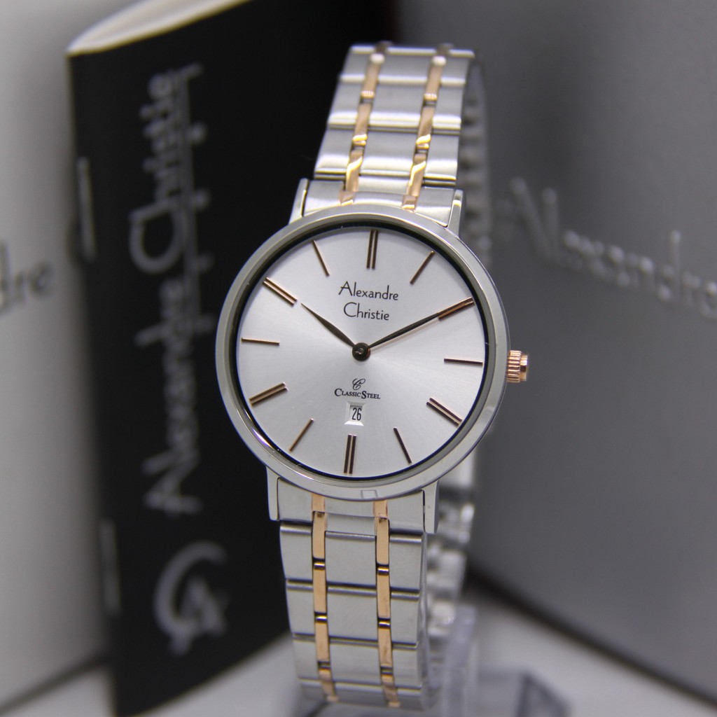 ALEXANDRE CHRISTIE 8597 WANITA SILVER ROSEGOLDORIGINAL AC8597 AC 8597 JAM TANGAN CEWEK ARLOJI CEWEK