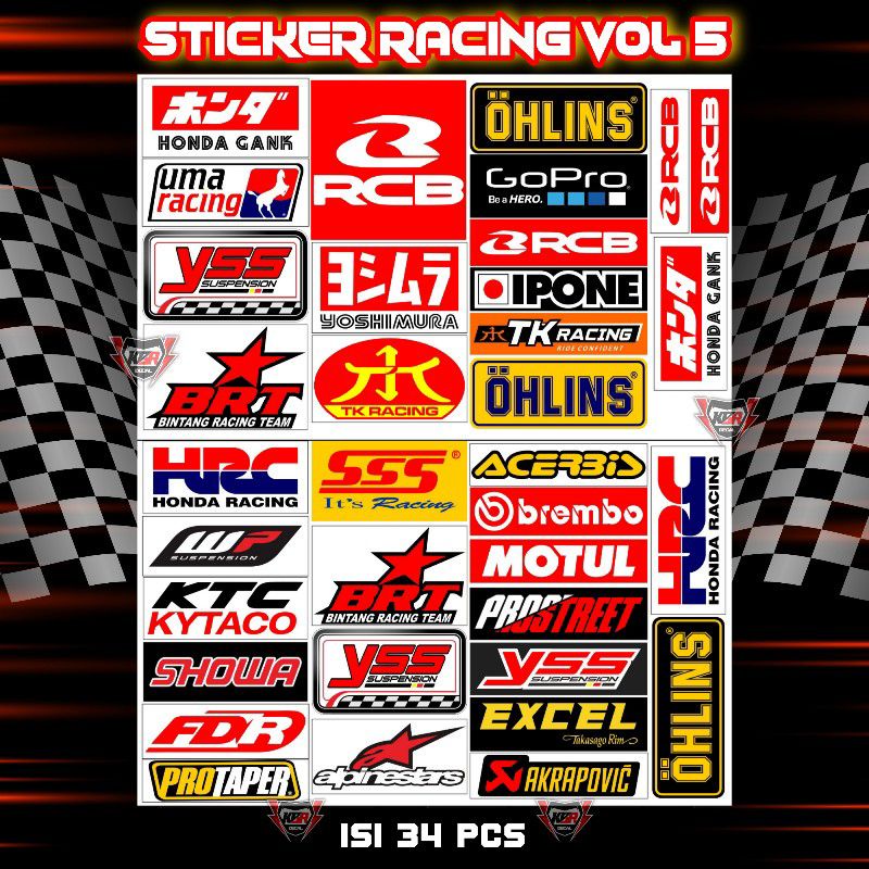 Stiker Racing 1 Pack isi 13 25 27 34 40 41 45 Sticker Sponsor Stiker Motor Setiker Motor Stiker Helm