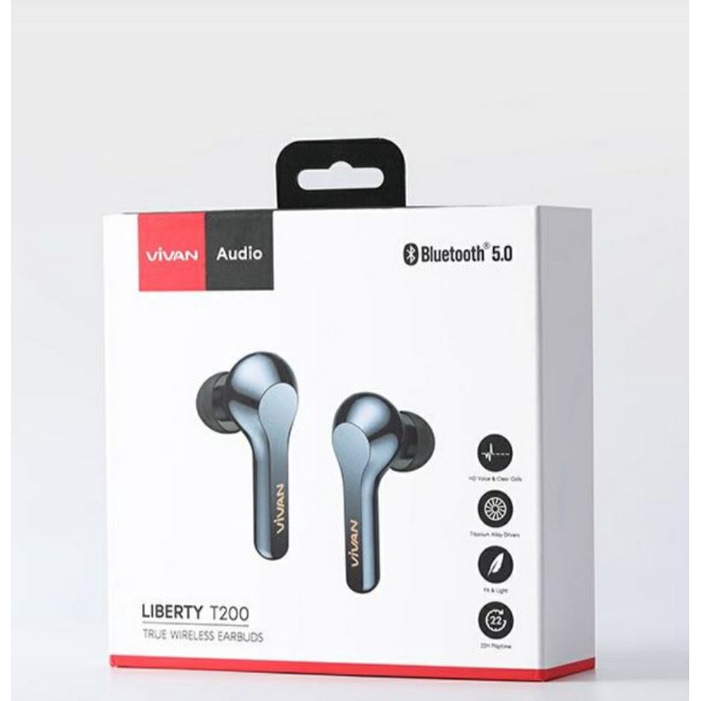 Headset Bluetooth VIVAN T200 Liberty Earphone Wireless TWS Blue Navy