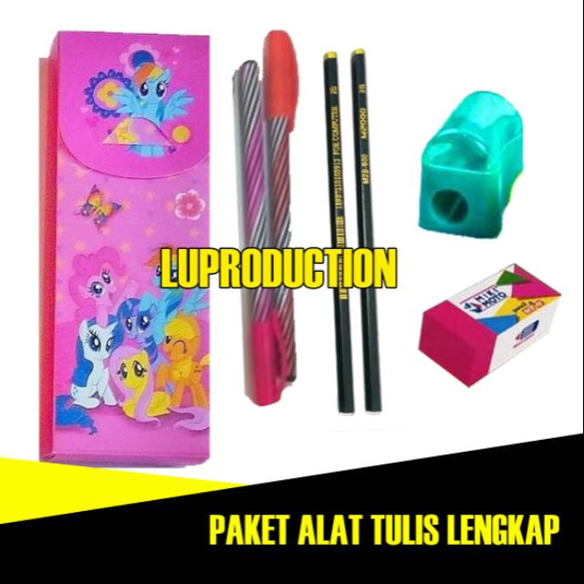 

1 Set Alat tulis lengkap (1 tempat pnsil+2 pulpen+2 pensil+1 serutan+1 penghapus) MURAH.
