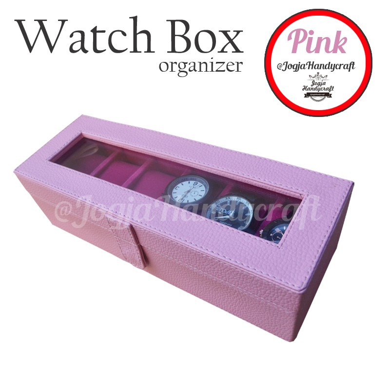 free ongkir Baby Pink Watch Box / Kotak Tempat Jam Tangan Isi 6