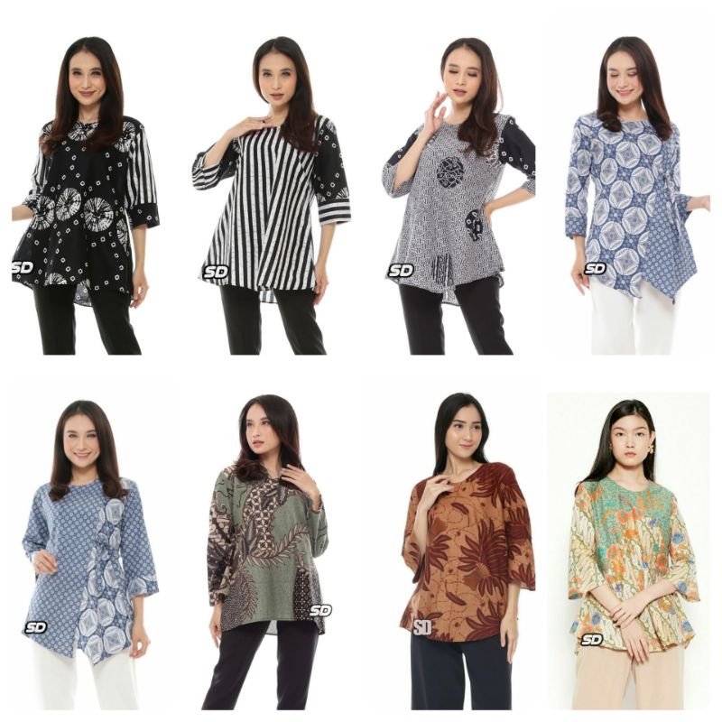 tey-17 Batik wanita ASJ SA HRB026 Kenongo Kemeja Tosca Pendek