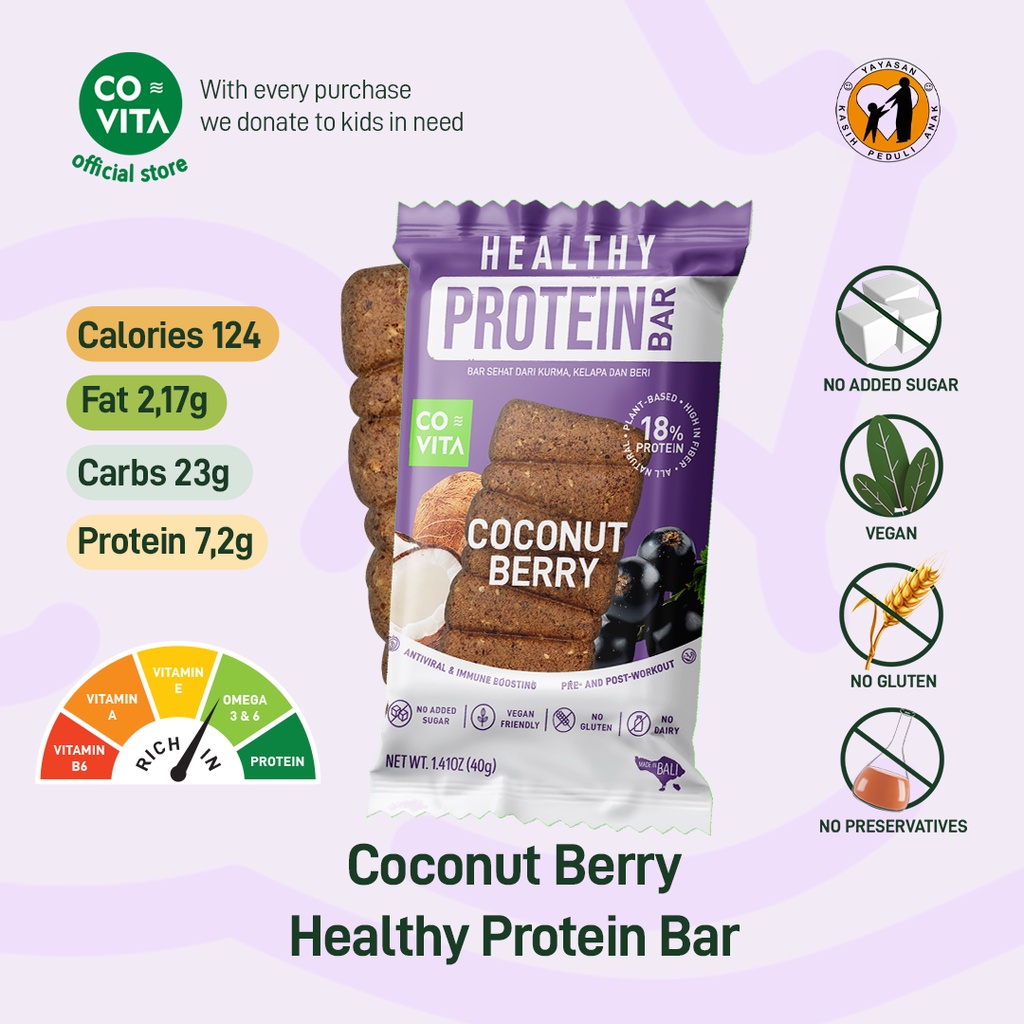 

Covita Healthy Protein Bar - Coconut Berry - Healthy Snack