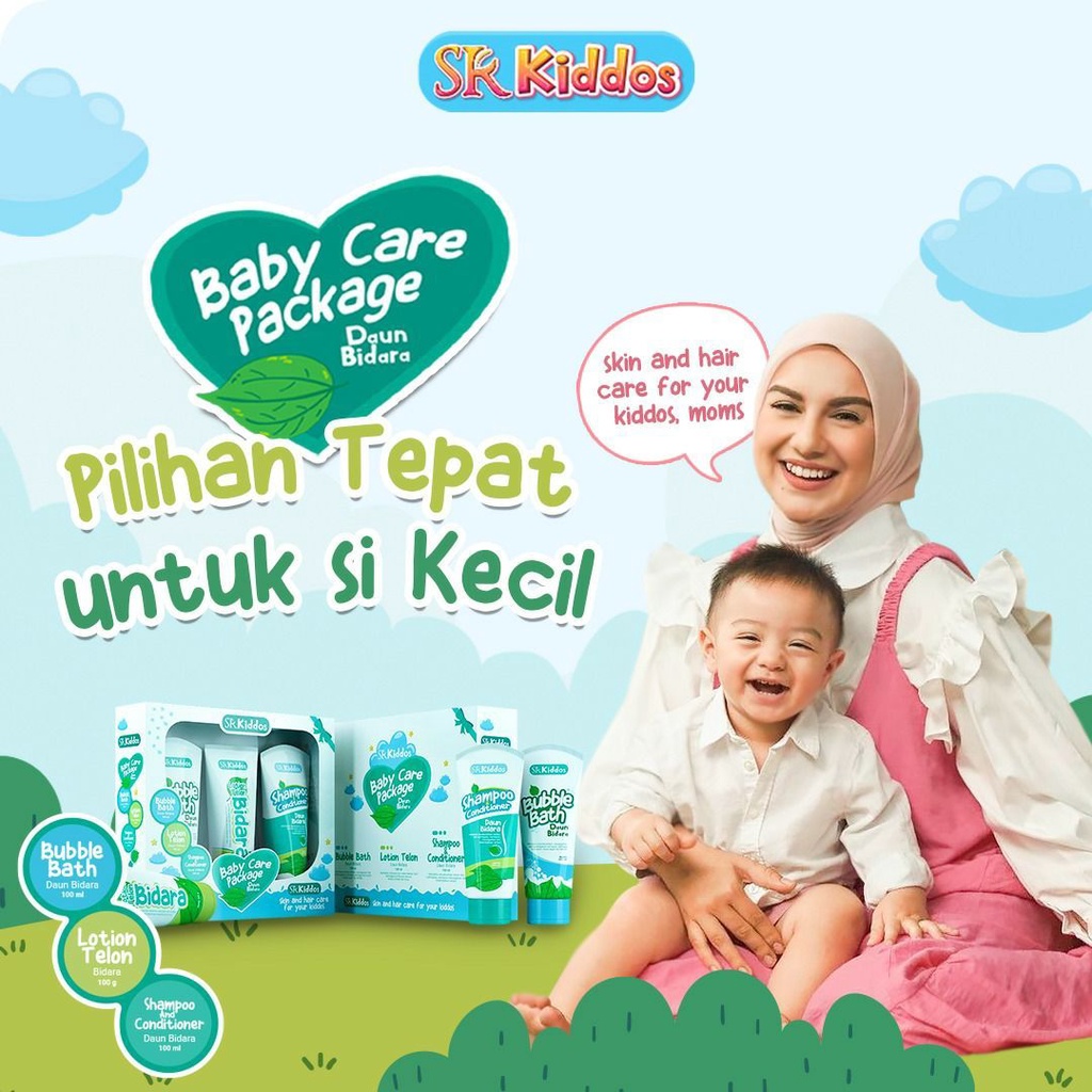 SR12 Baby Care Package Daun Bidara Lotion Telon Bubble Bath Shampoo Conditioner Kado Bayi Gift Set Hampers Baby Bayi BPOM