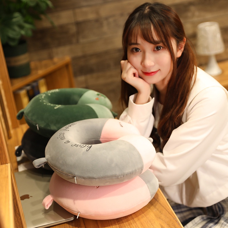 Bantal Leher U-Shape Travel Neck Pillow Blue Kantor Istirahat Nyaman Memory Foam / Poliester Mobil Perjalanan Lucu Kartun Kucing Beruang Anjing Shiba Pinguin Biru Pink Putih Hadiah Ulang Tahun