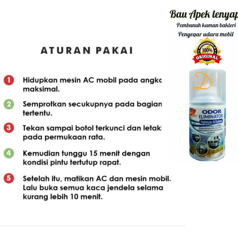 AIR REFRESHER ODOR ELEMINATOR  ANTI VIRUS DAN BAKTERI PENYEGAR KABIN MOBIL