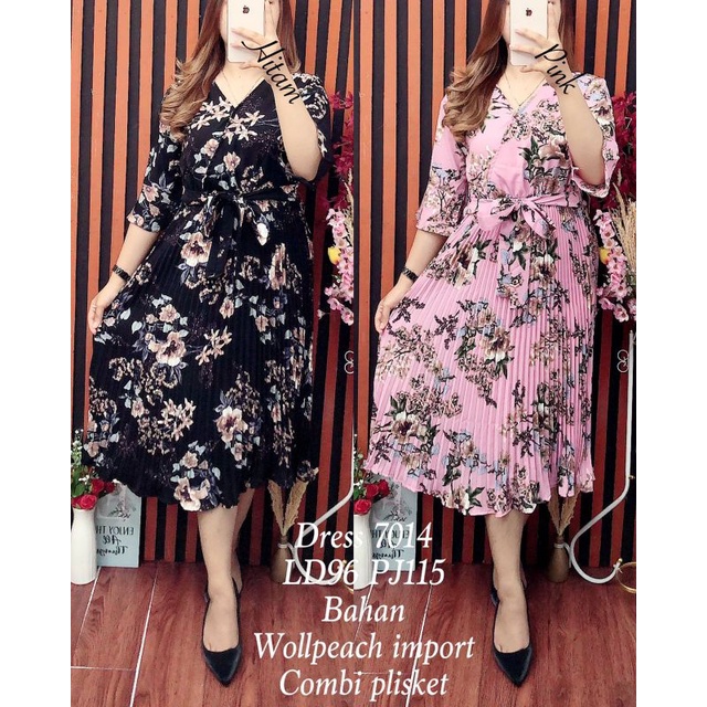 7014 Dress Plisket Wollpeach Import