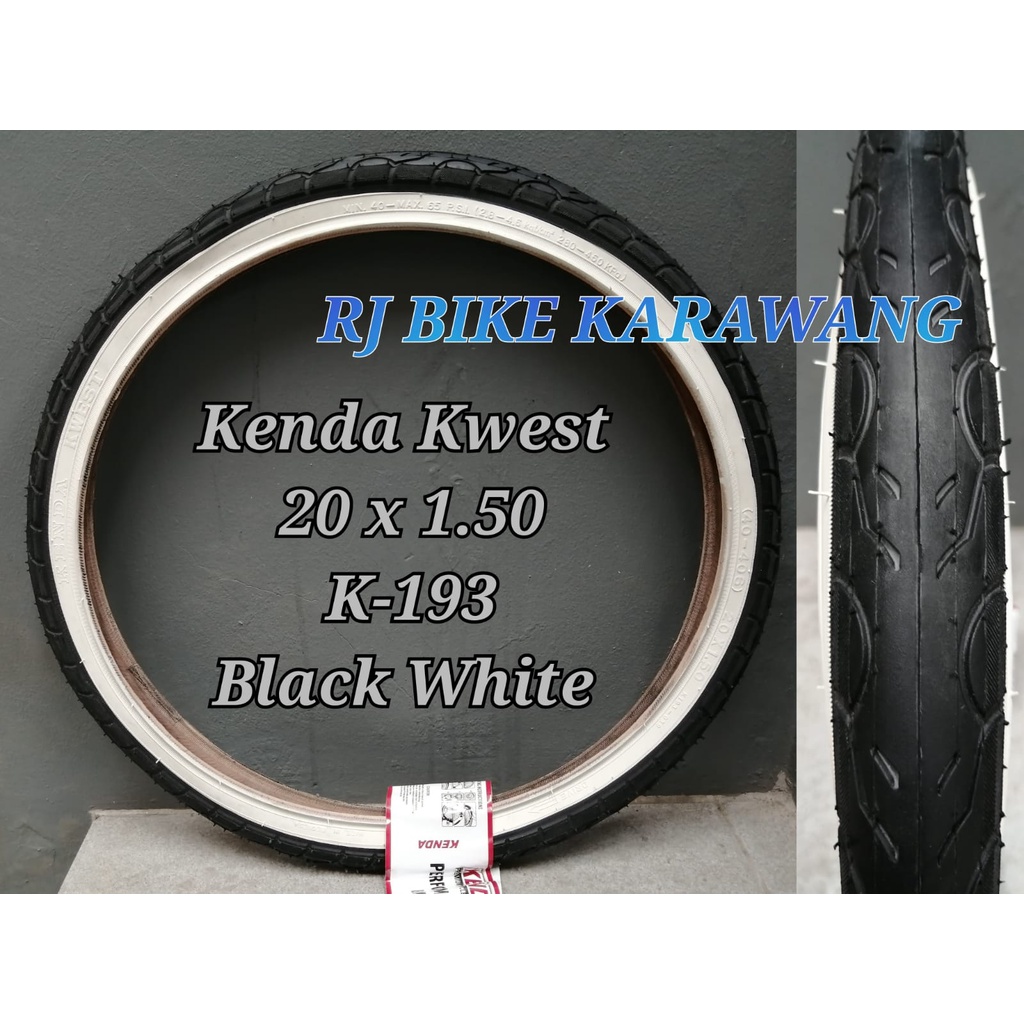 BAN LUAR KENDA KAWAT 20 X 1.50 K193 HITAM PUTIH KWEST