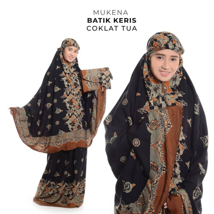 Mukena Dewasa Bali Batik Keris Coklat Tua