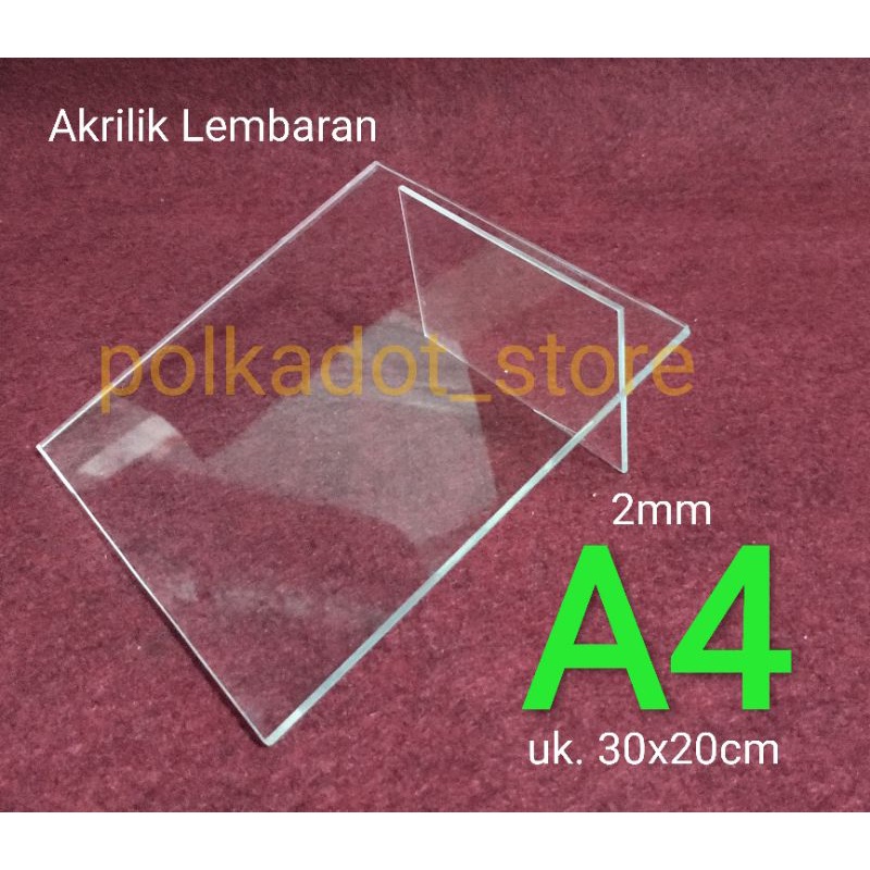 

Akrilik Lembaran A4 ukuran 30x20cm bening transparan