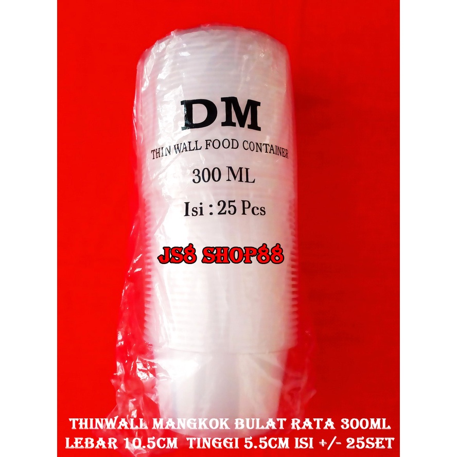 (PER DUS) THINWALL MANGKOK BULAT RATA + TUTUP 300ML DM ORIGINAL BERKUALITAS