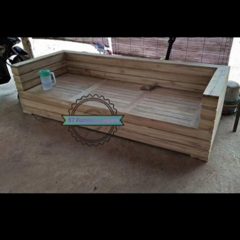 Kursi bangku panjang kayu jati mentahan - Bale bale box simpel