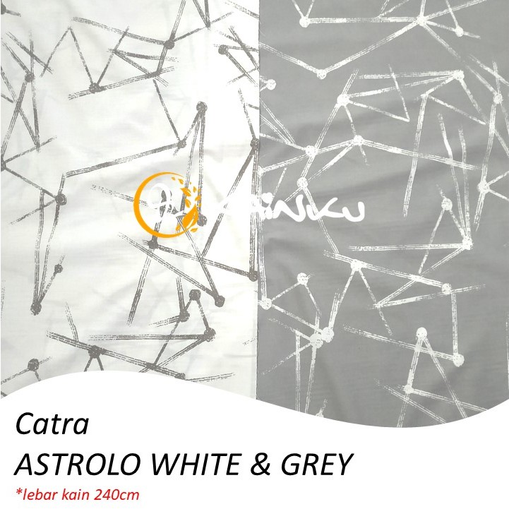 KAINKU - Kain Meteran Katun CATRA &quot;ASTROLO GREY &amp; WHITE RASI BINTANG MINIMALIS&quot; (harga 1 meter)