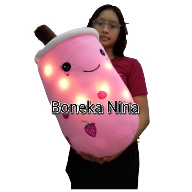 BONEKA BOBA MILK TEA JUMBO GALON LED / BONEKA BOBA MILK TEA GALON LED VIRAL JUMBO