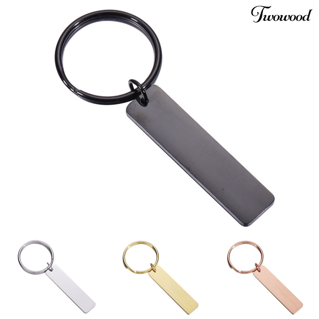 Twowood Strip Bar Key Chain Engravable Mirror Polish Stamping Blank Key Holder for DIY Engraving Name