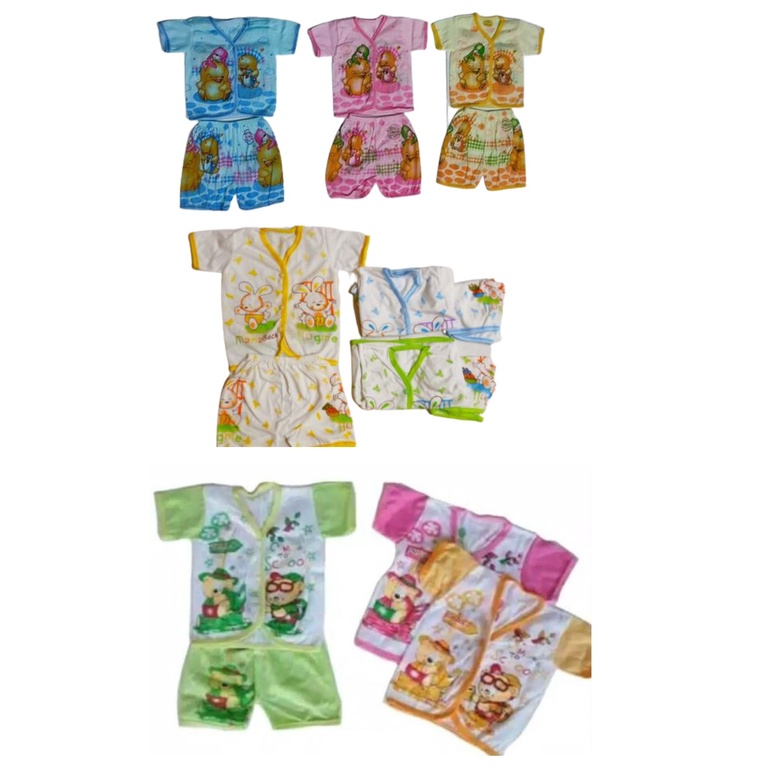 6 pc setelan baju pendek dan celana pendek new born