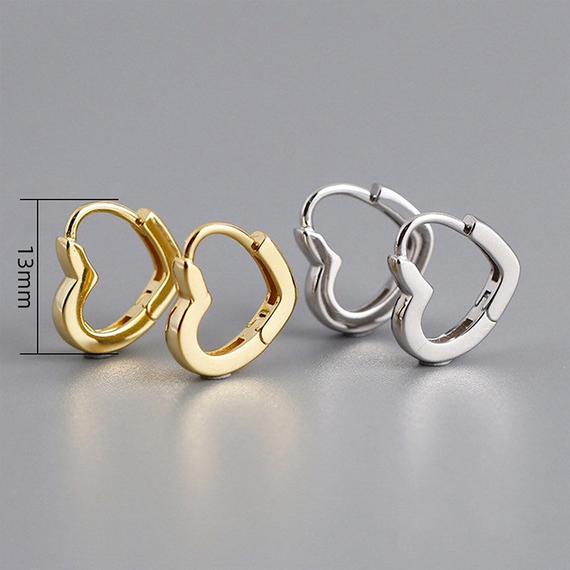 Anting Hoop Bentuk Hati Bahan Metal Warna Silver Dan Emas Untuk Wanita