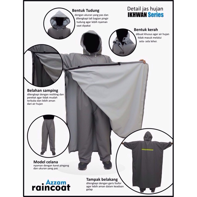 Jas Hujan Kelelawar dan Celana Taslan Original Azzam Raincoat Tidak Mudah Basah