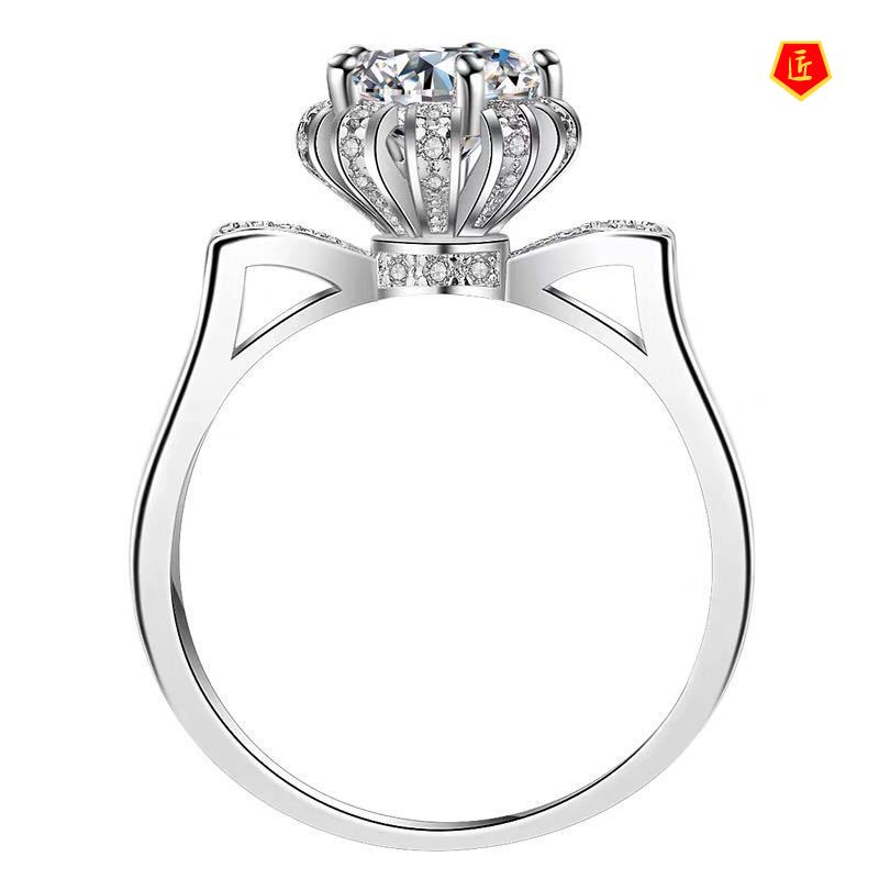 [Ready Stock]Cat Ear Crown Bud Ring Pt950 Platinum Moissanite