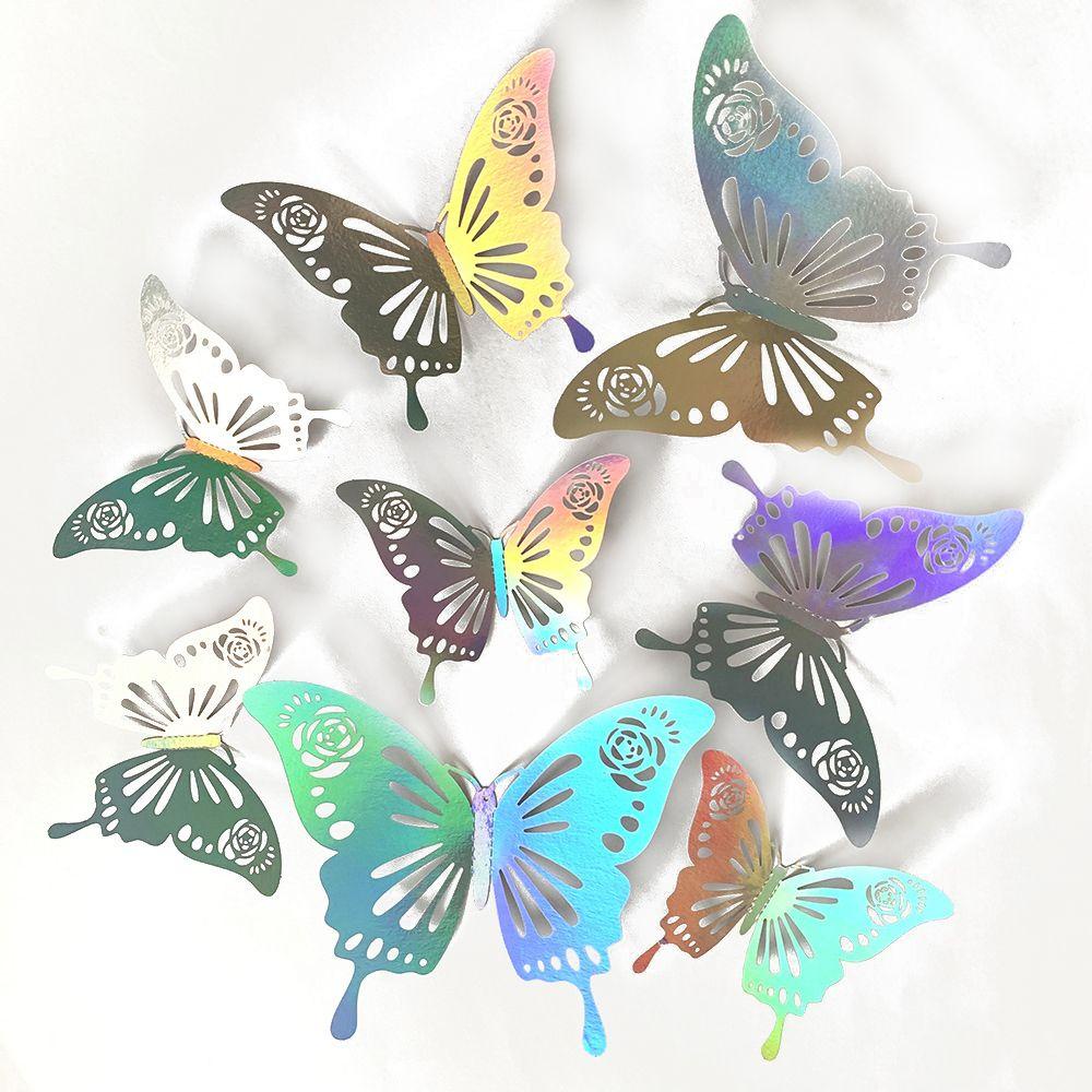 R-flower 12PCS/Pack 3D Butterfly Stiker Dinding Hadiah Pernikahan Nikmat Perlengkapan Pesta Berongga Kupu Decals