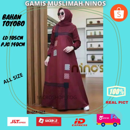 Gamis Muslimah Gamis Ninos Polka Cantik Baju Muslim Katun Toyobo,Dress Wanita Sholehah TERLARIS
