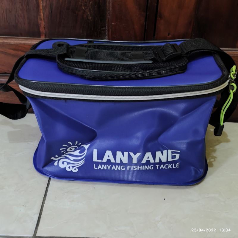 Ember lipat portable eva tempat wadah ikan memancing box bucket fishing 35 40 cm-Lanyang biru 30 cm