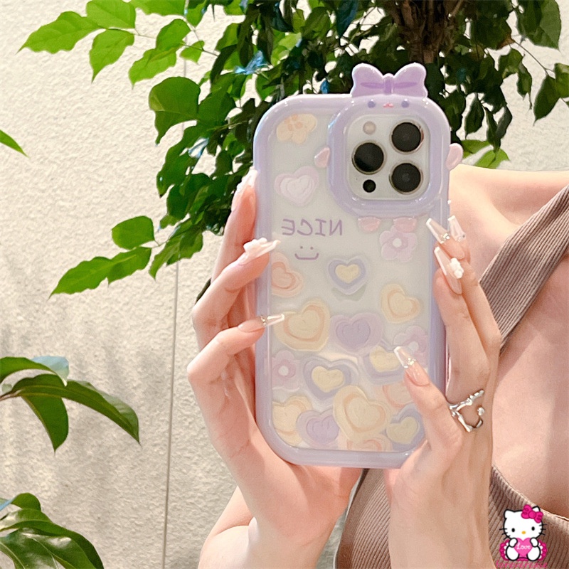 Soft Case Motif Hati Tersenyum Warna Ungu Tahan Banting Untuk IPhone 7 8 Plus 11 6 6S XR 13 12 11Pro MAX X XS MAX SE 2020