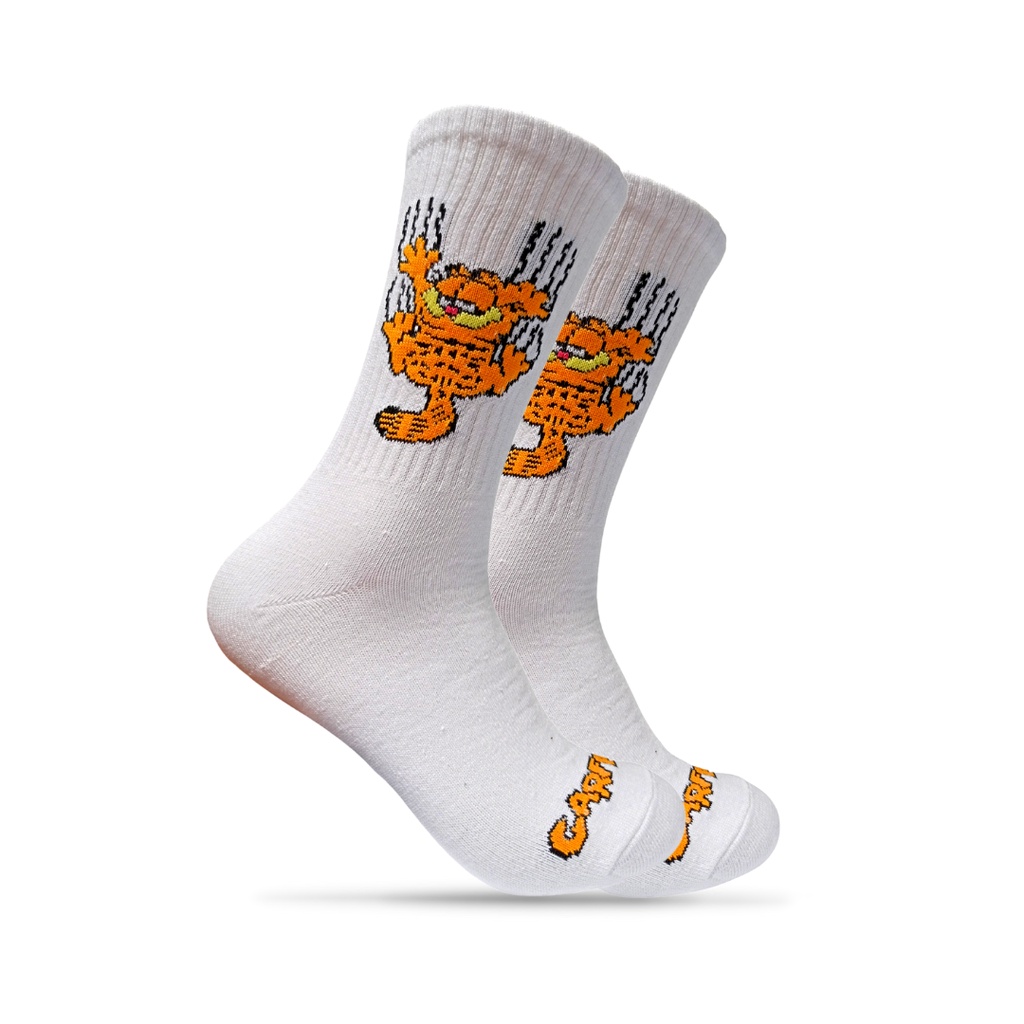 Kaos Kaki Oldschool - Kaos Kaki skate Motif Garfield Putih - The Muds Official