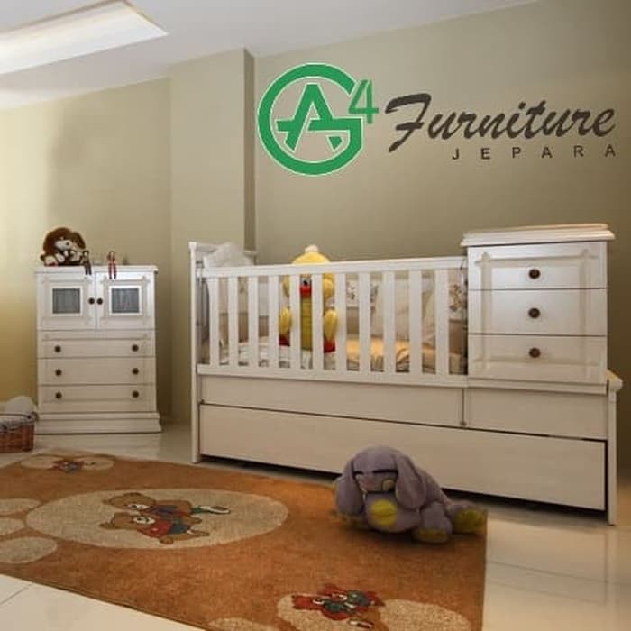 Set Tempat Tidur Bayi Bellina Kayu Jati